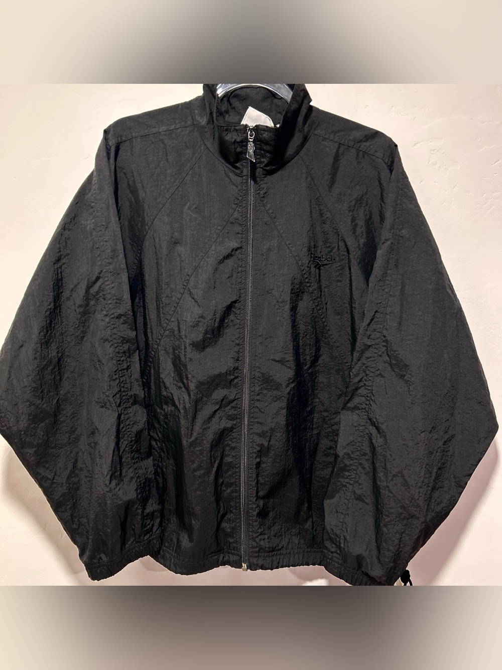 Vintage Y2K Reebok Black Nylon Windbreaker Jacket Women’s Medium Gorpcore EUC